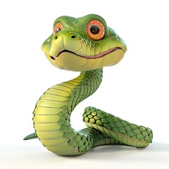 create a stylish 3D cartoon snake image with a white background