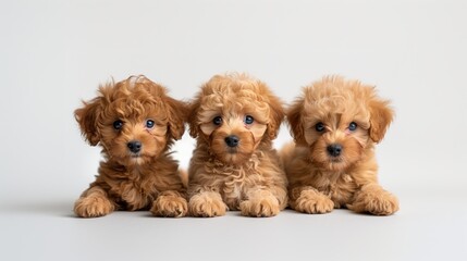 Fototapeta premium Adorable Puppies Posing in Studio on White Background