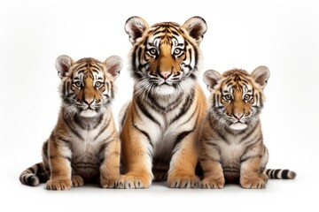 Tiger family wildlife animal mammal.