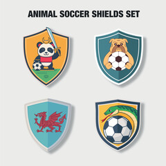 Fototapeta premium ANIMAL SOCCER SHIELDS SET