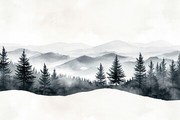 Obraz premium Minimal winter landscape monochrome outdoors nature.