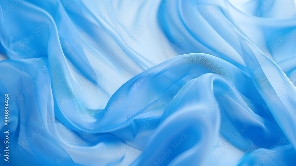 Poster texture chiffon fabric in blue color for backgrounds silk fabric selective focus : generative ai