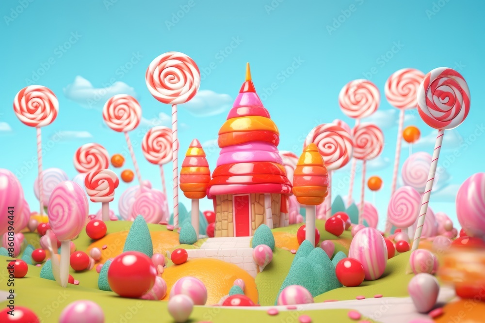 Wall mural lollipop dessert cartoon candy.