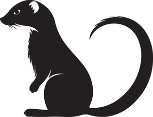 Weasel Silhouette Vector Illustration White Background