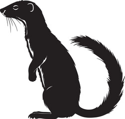 Weasel Silhouette Vector Illustration White Background