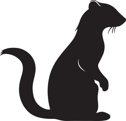Weasel Silhouette Vector Illustration White Background