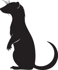 Weasel Silhouette Vector Illustration White Background
