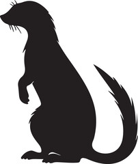 Weasel Silhouette Vector Illustration White Background
