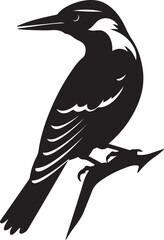Woodpecker Silhouette Vector Illustration White Background