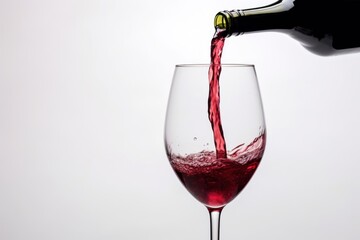 Hand pouring red wine bottle glass drink.