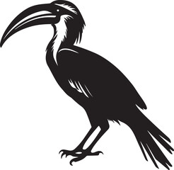 Obraz premium Hornbill Silhouette Vector Illustration White Background