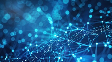 Obraz premium Digital Network: An intricate web of glowing blue circuits and nodes, representing the complexity and interconnectedness of modern digital technology and data networks. 