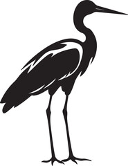 Stork Silhouette Vector Illustration White Background