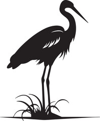 Obraz premium Stork Silhouette Vector Illustration White Background