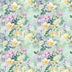 Floral variety color, form natural, seamless fabric pattern.