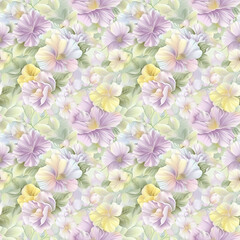 Floral variety color, form natural, seamless fabric pattern.