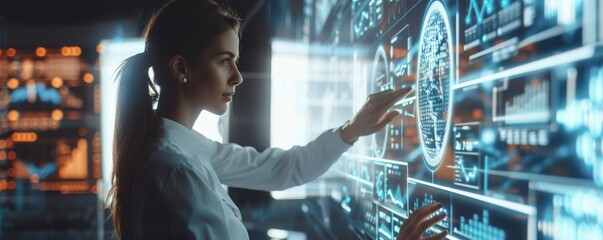 Woman using digital interface