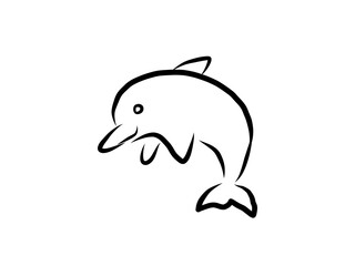 線画のシンプルなイルカ