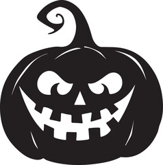 Halloween Pumpkin Silhouette Vector Illustration White Background