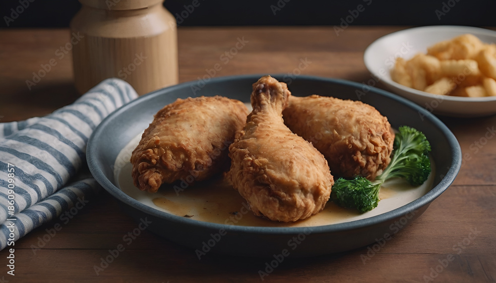 Wall mural delicious fried chicken on a plate - Wall murals