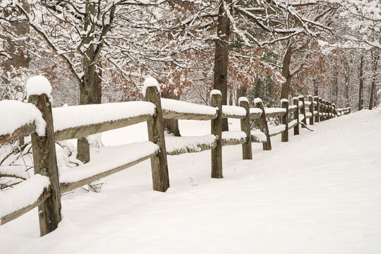 Snowy Split-Rail Fence - Powered by Adobe