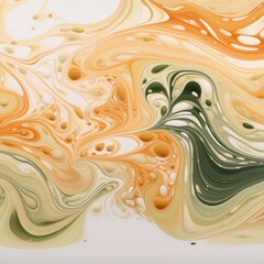 Fototapeta premium Abstract Fluid Art in Orange and Green