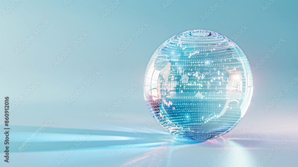Poster abstract digital globe with glowing lines and data for technology, internet, and global communicatio