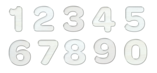 縁が光る白く塗装された木の数字セット