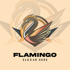 logo design vector flamingo o...