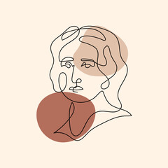Abstract Modern Woman face drawing one line art and minimal design