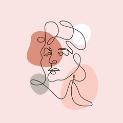 Abstract Modern Flawless Woman face drawing one line art and minimal design