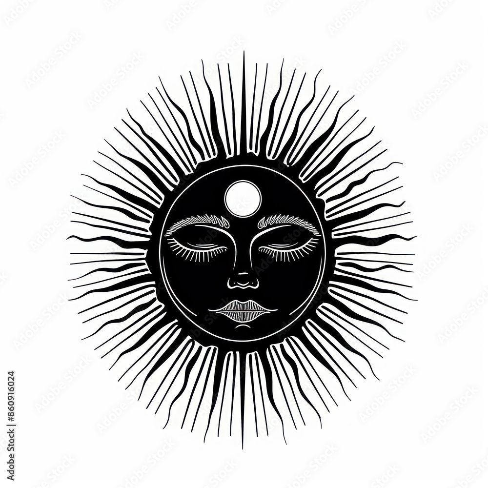 Sticker Sunny mystical logo art illustrated drawing.