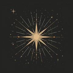 Fototapeta premium Surreal aesthetic star logo chandelier fireworks outdoors.