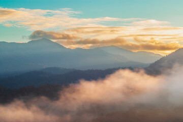 Sunrise at Bukit Tabur  / Tabur Hill, Kuala Lumpur, Malaysia. Mountain scenery.