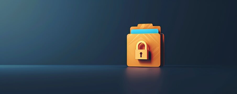 Secure file with padlock icon on blue background, representing data protection and privacy in digital storage.