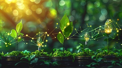 Sustainable Growth: The Power of Green Investments, Eco Energy, and Renewable Energy Icons on a Rising Graph