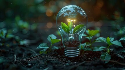 Sustainable Growth: The Power of Green Investments, Eco Energy, and Renewable Energy Icons on a Rising Graph