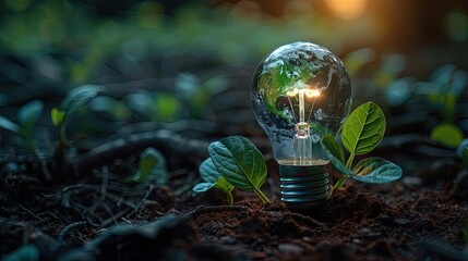 Sustainable Growth: The Power of Green Investments, Eco Energy, and Renewable Energy Icons on a Rising Graph