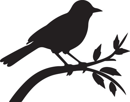 Bulbul Bird Silhouette Vector Illustration White Background