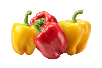 red and yellow peppers isolated on transparent background