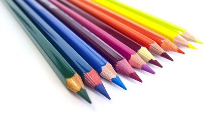 A set of colored pencils isolated on a plain background