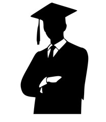 Graduate male silhouette, university graduate man 