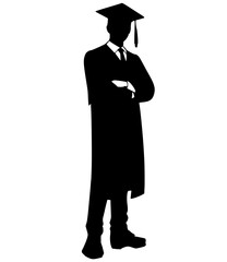 Silhouette graduate male vector illustration 