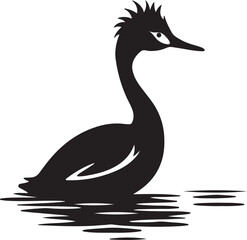Grebes Bird Silhouette Vector Illustration White Background