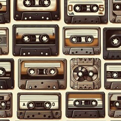 Fototapeta premium Audio cassette tape Pattern Digital Paper Background