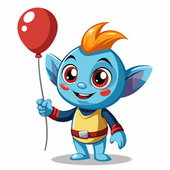 Cute cartoon character illustration holding a balloon. Happy Friendship Day!