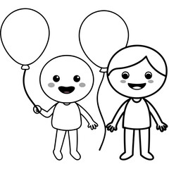 Cute cartoon character illustration holding a balloon. Happy Friendship Day!