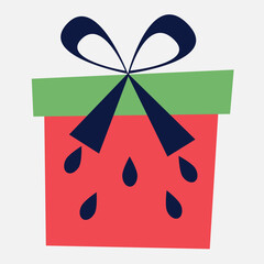 gift in the form of a watermelon with a blue ribbon and bow
