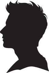Male Head Silhouette Vector Illustration White Background