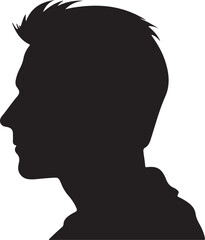 Male Head Silhouette Vector Illustration White Background